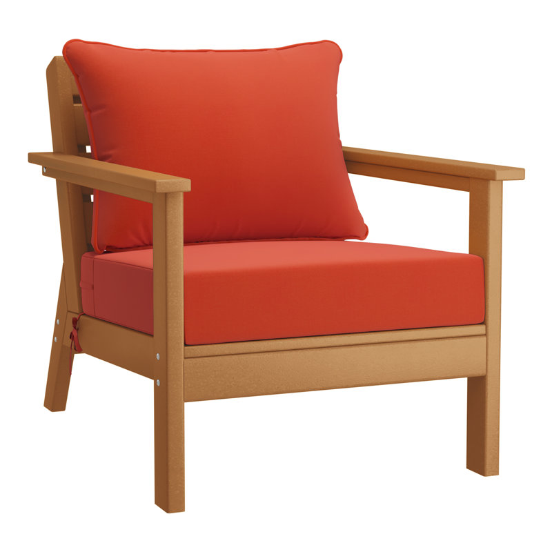 Chaise avec coussins Hydea, Orange, Teck