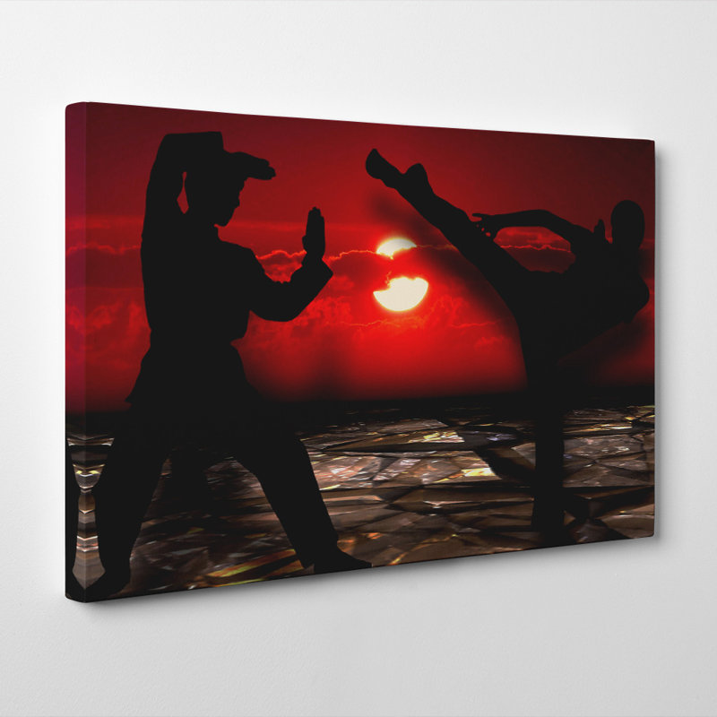 Martial Arts Red Sunset - Wrapped Canvas Photographic - Wrapped Canvas, 40cm H x 60cm W