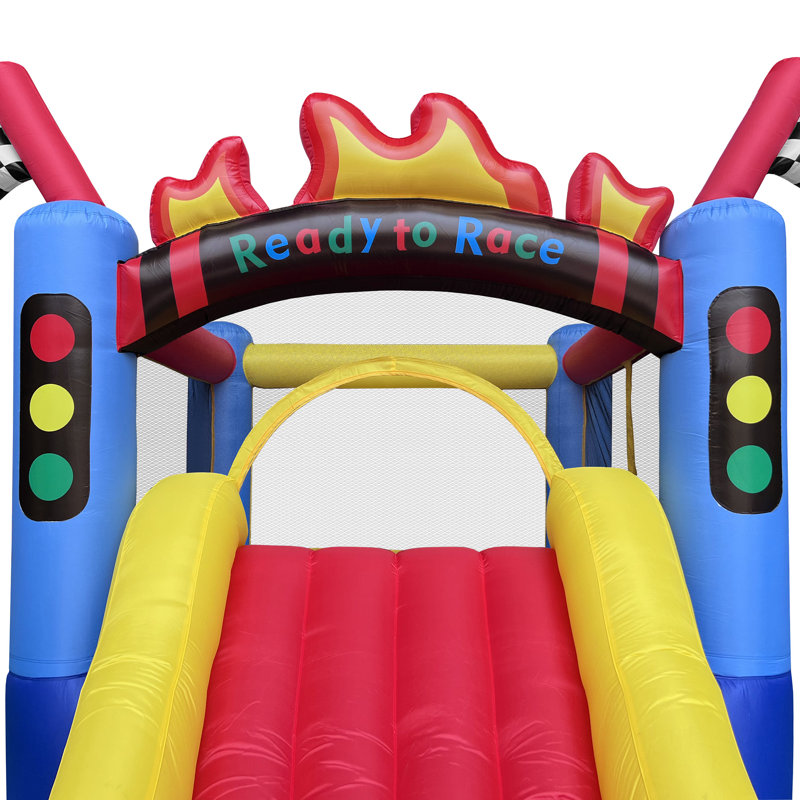 Cloud 9 Race Car Track Inflatable Bounce House with Slide