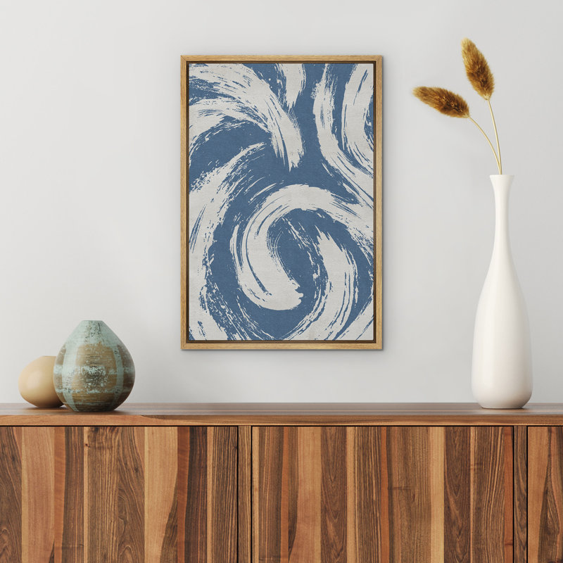 «Abstract Blue Artwork», reproduction d'art sur toile encadrée moderne et contemporaine, Naturel, H 36 po x l 24 po