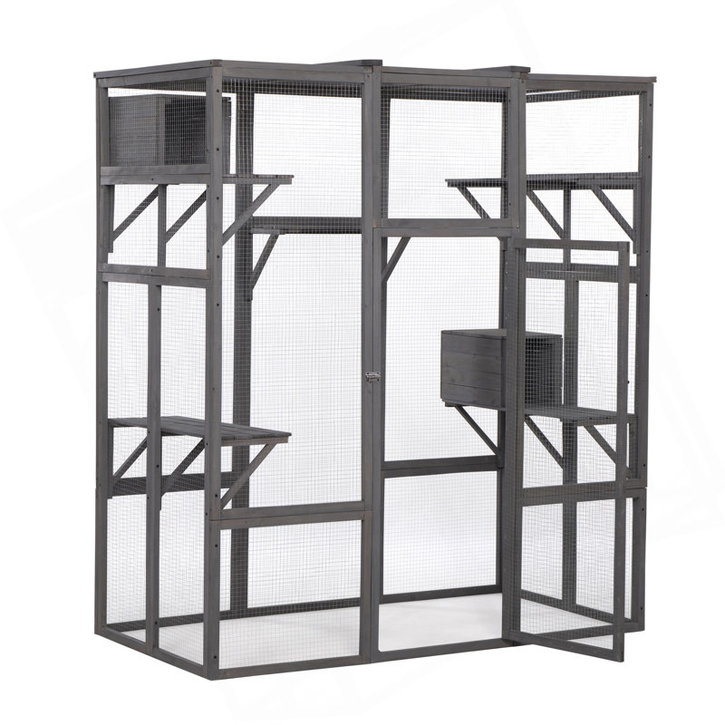 Très grande cage à chat - Gris