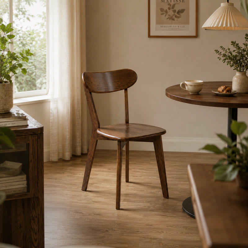Jadvyga Solid Wood Side Chair Dining Chair, Walnut
