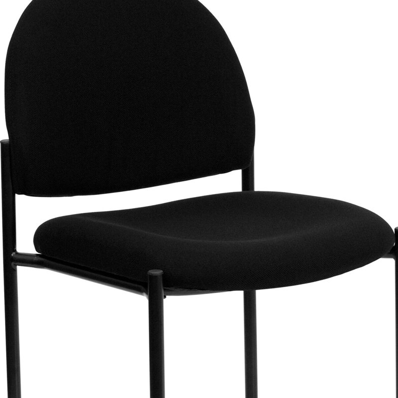 Black Fabric Stackable Metal Side Reception Chair with Contoured Cushions