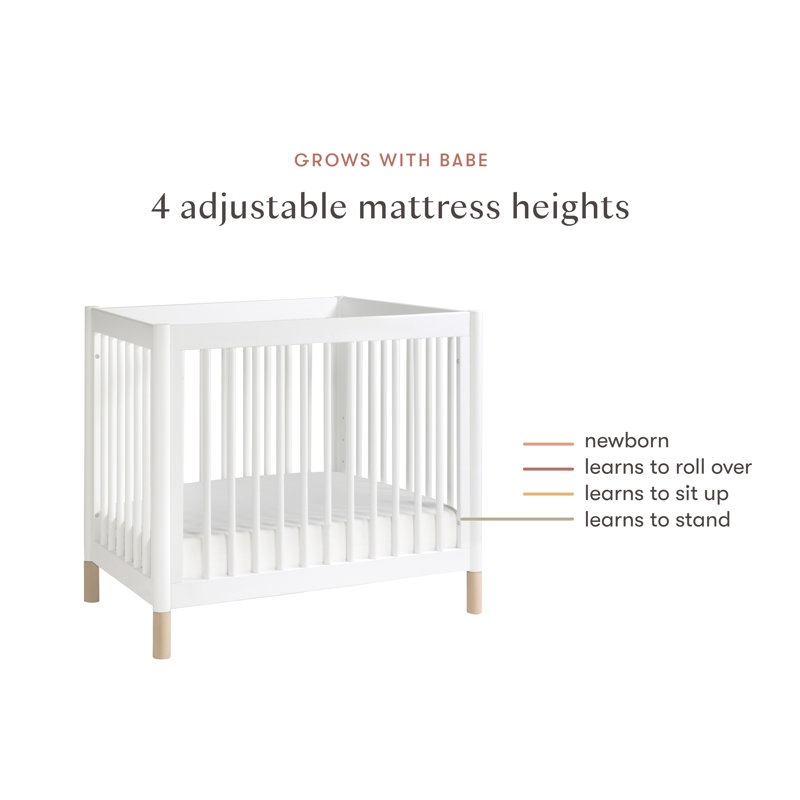 Gelato 4-in-1 Mini Convertible Crib, White/Washed Natural
