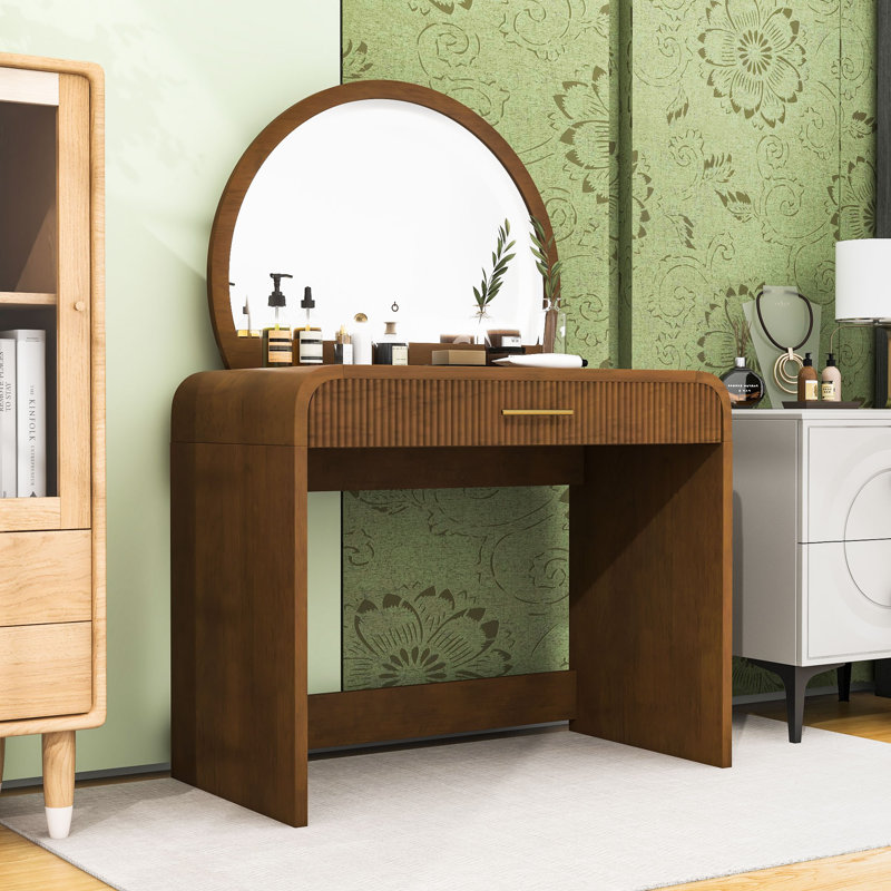 Table de coiffeuse avec miroir tactile et tiroir pour la chambre, Espresso