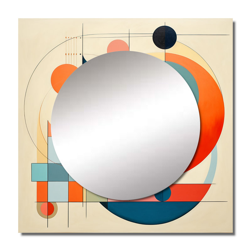 Grand miroir carré Serendipity Mid-Century Geometrics IV - Mid-Century pour décoration murale, 23 po x 23 po