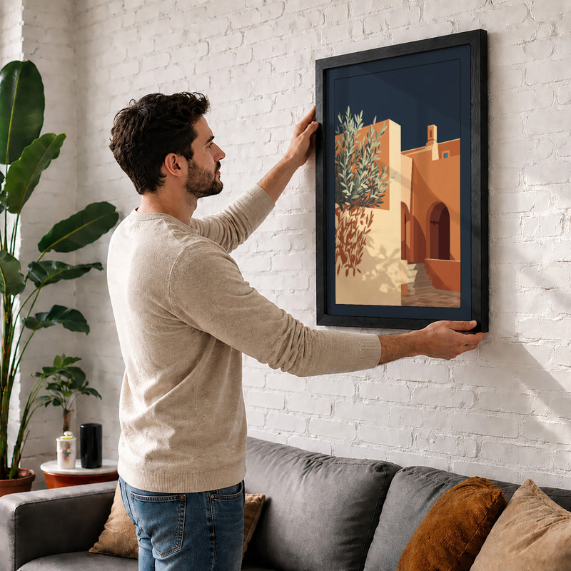 Terracotta Architecture Minimalist - Framed Print, A1 - 84.1 x 59.4 cm, Black