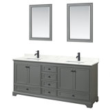 Deborah 80'' Double Bathroom Vanity with Quartz Top with Mirror
