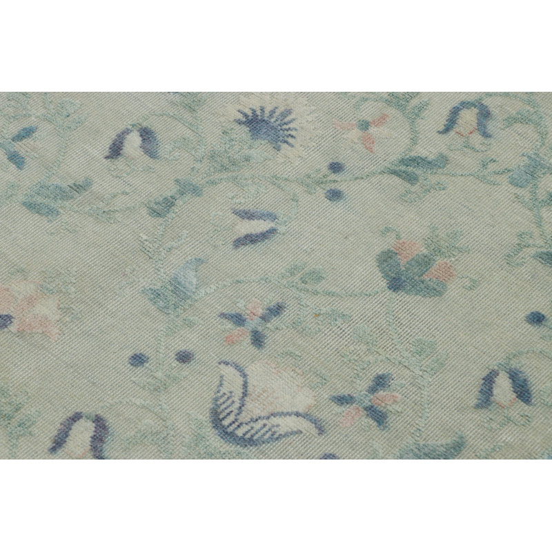 Block Print Floral Area Rug, Rectangle 10' x 14'