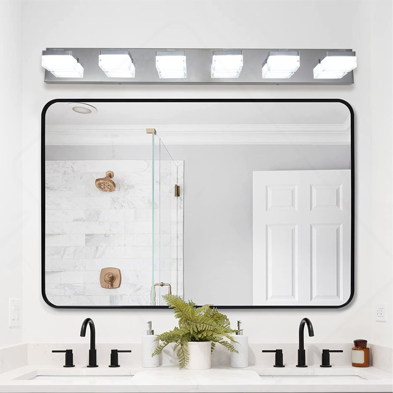 Luminaire de meuble-lavabo moderne à DEL 6 lumières pour salle de bain et tables de maquillage, Chrome chrome, Fer