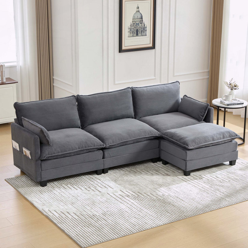 Canapé modulaire surdimensionné avec repose-pieds mobile, Grey