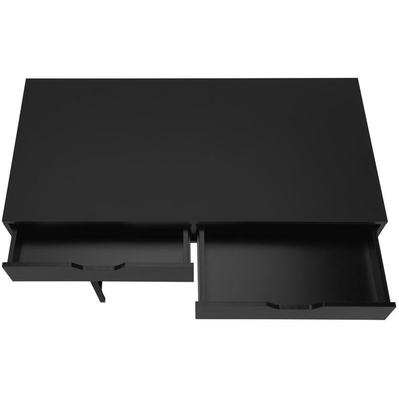 Bureau d'ordinateur de bureau à domicile noir - l 48 po, 2 tiroirs de rangement, conception moderne, compatible avec un ordinateur portable de 48 po au bureau, aspect, surface