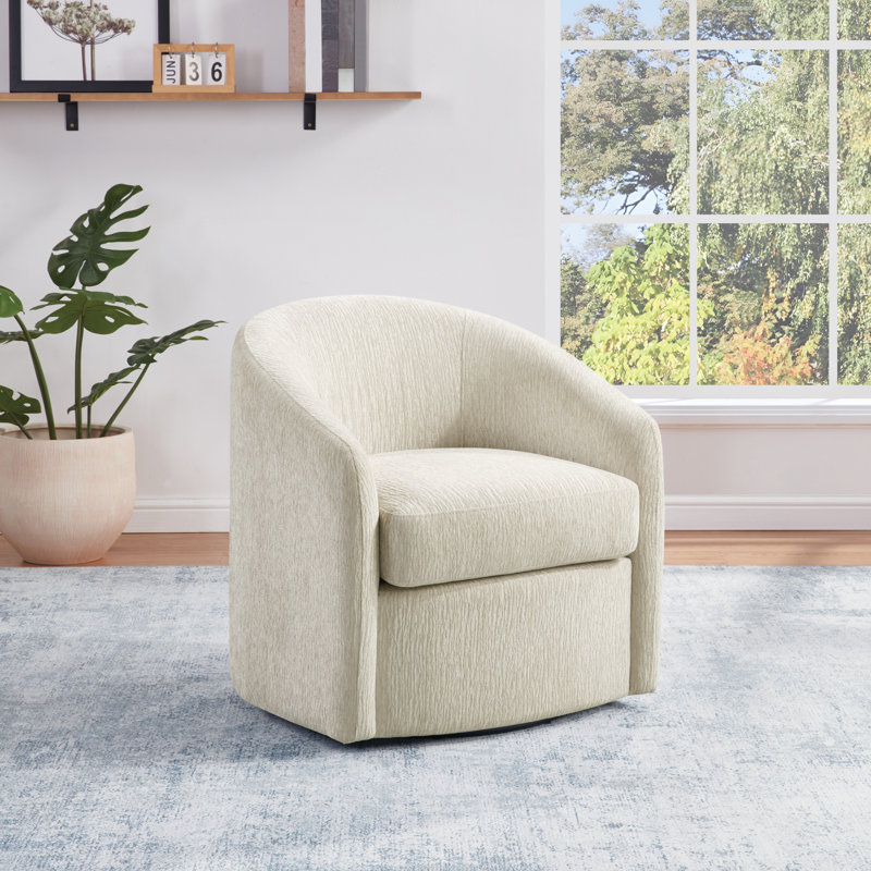 Fauteuil demi-tonneau Sandiso, Lin blanc