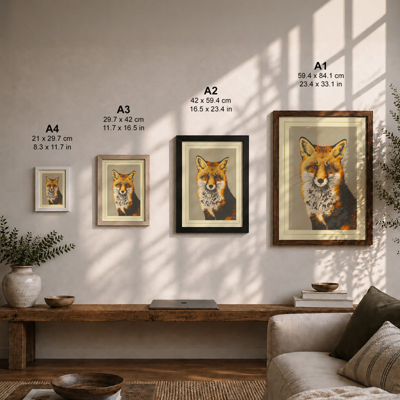 Fox Portrait Modern - Framed Print, Unframed, A1 - 84.1 x 59.4 cm