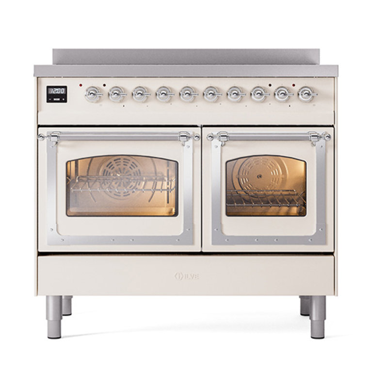 ILVE Nostalgie II Noblesse 40 po à induction, Blanc antique / chrome