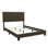 Grand lit gris anthracite avec garniture cloutée fascinante en métal, pieds en bois massif noir mat et support en mousse, garniture noire tendance