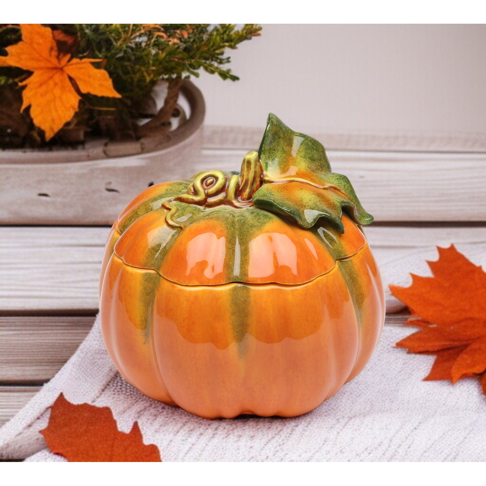 Brevard Small Ceramic Pumpkin Box