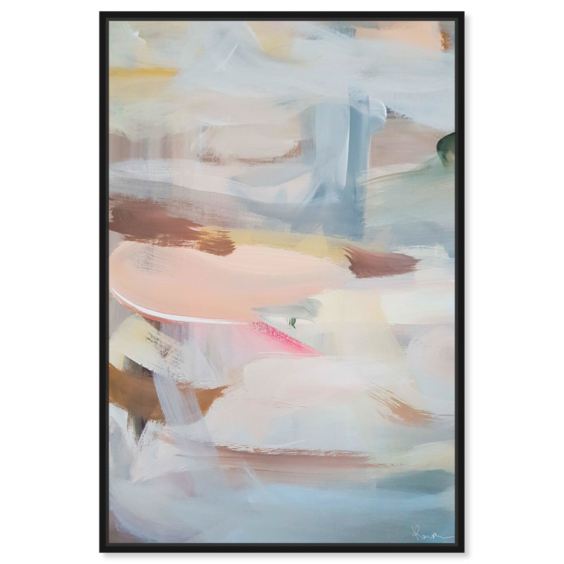 Matinée abstraite abstraite, bleu moderne et contemporain - impression sur toile, H 54 po x l 36 po, Toile avec cadre noir
