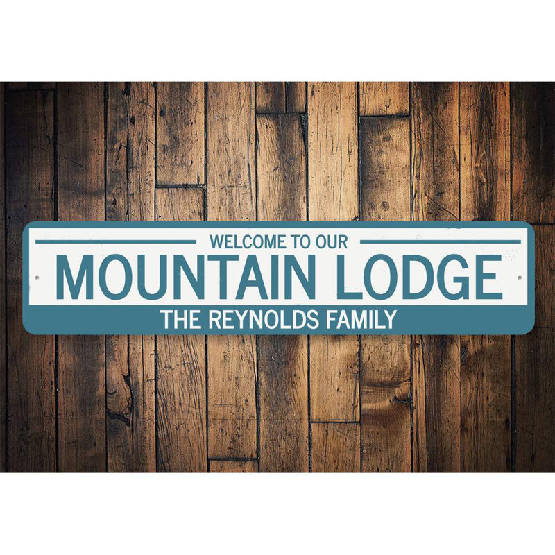 Enseigne de bienvenue en aluminium Mountain Lodge, H 4 po x l 18 po x P 0,04 po
