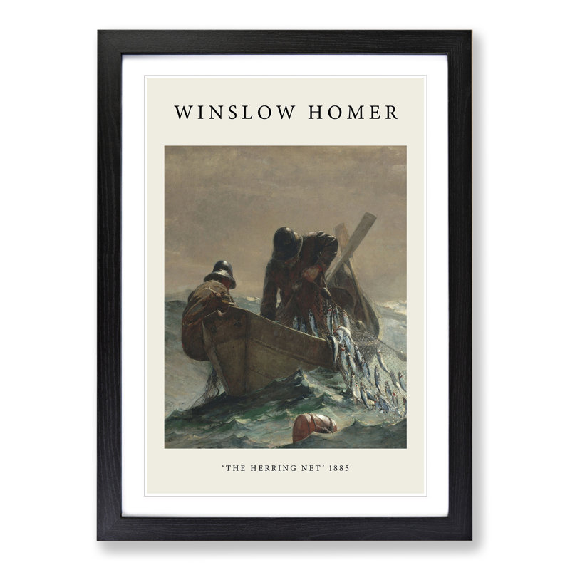 The Herring Net by Winslow Homer - Picture Frame Painting, Black Framed, 65cm H x 48cm W x 2cm D