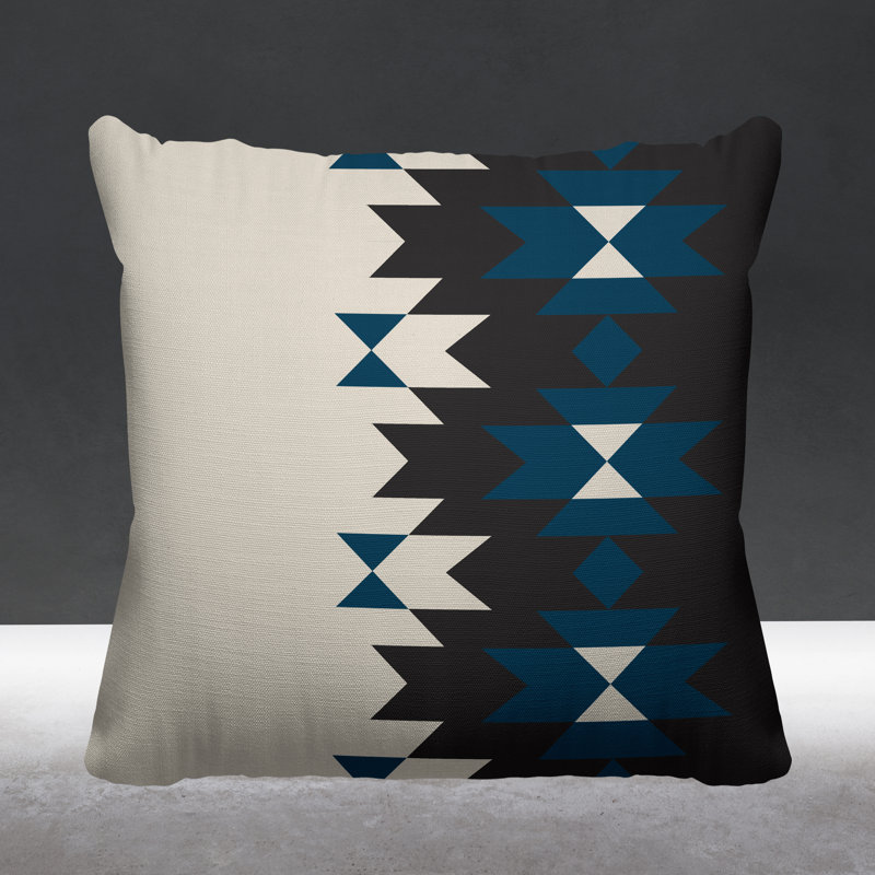 Coussin décoratif intérieur / extérieur Shako Southwestern, L 17 po x H 17 po, Turquoise