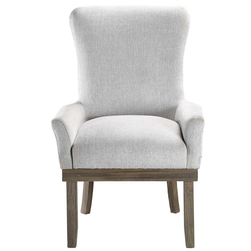 Fauteuil Landon, lin gris et finition gris récupéré
