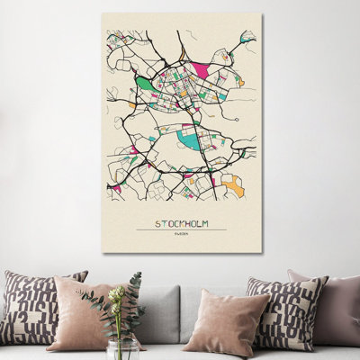 Stockholm, Sweden Map by Ayse Deniz Akerman - Wrapped Canvas Gallery-Wrapped Canvas Giclée
