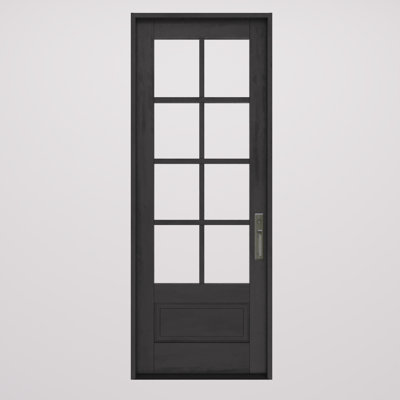 G7508-SW-96 | Porte simple 96 po, extérieur pré-monté RTA, 8 Lite SDL, 3/4 Lite, 1 panneau, bois d'acajou brut