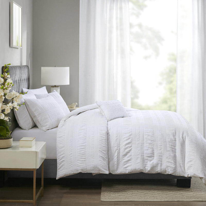 Couvre-lit très grand / très grand en coton - taie décorative 100% blanche, Édredon très grand et 3 pièces supplémentaires