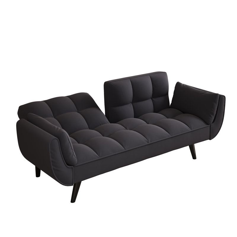 74 "Black Sofa Soft Two Armrests Throw Pillow Pillow Comfortable Fit Apartment Bedroom Small Space, Black