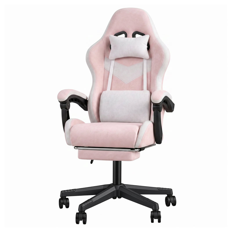 Brayden Studio PC & Racing Game Chair, Pink/White