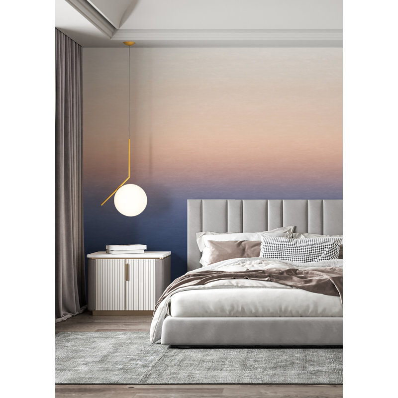 Sunrise Ombre Wall Mural in Orange and Blue