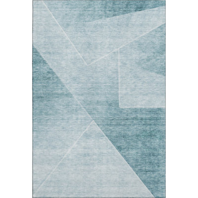Premium Machine Washable Prisco Teal Rug
