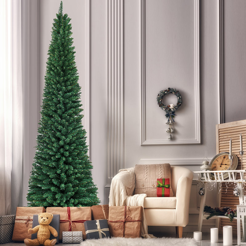 Sapin de Noël artificiel vert élancé, 8'