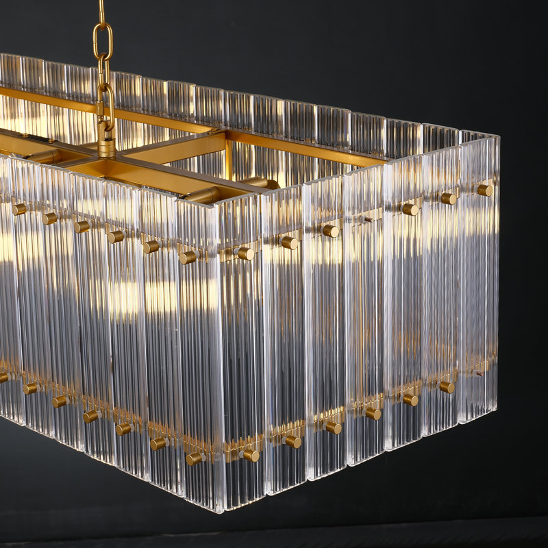 Lustre de cuisine carré / rectangulaire à 10 lumières à intensité variable avec détails en cristal (ampoules incluses)