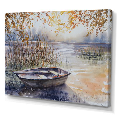 Bateau de pêche, reproduction d'art sur toile, paysage de rivière de pêche