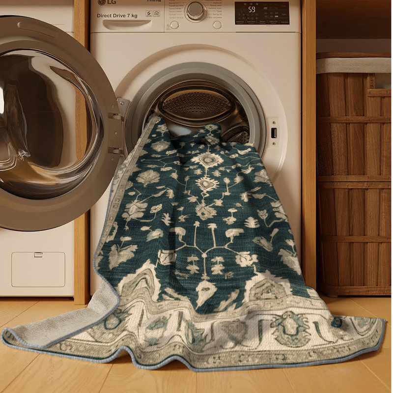 Tapis gris lavable à la machine, Rectangulaire 3 pi x 5 pi