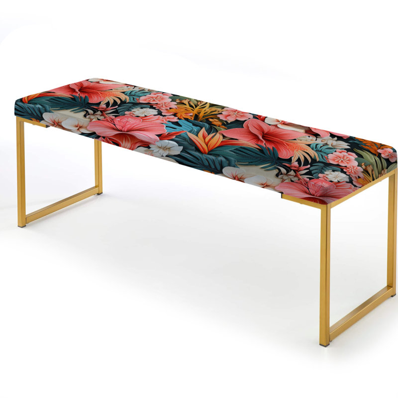 Banc rembourré or, Tropicana Whimsy Tropical Pattern