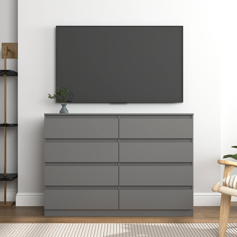 Commode double 8 tiroirs, Gris