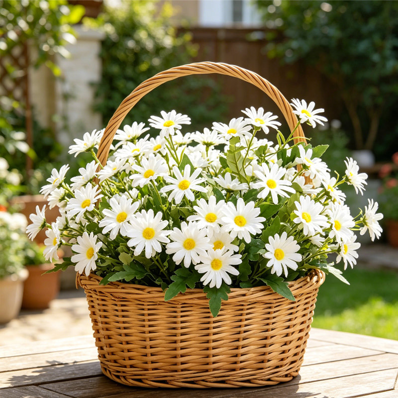3 pièces petites marguerites Bouquet de fleurs artificielles décoration pastorale, White