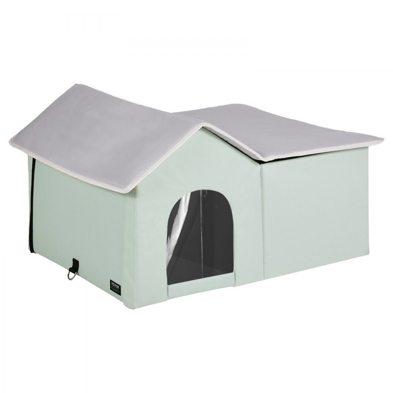 Abri pour chat chauffant pliable pour chat avec grand coussin chauffant vert