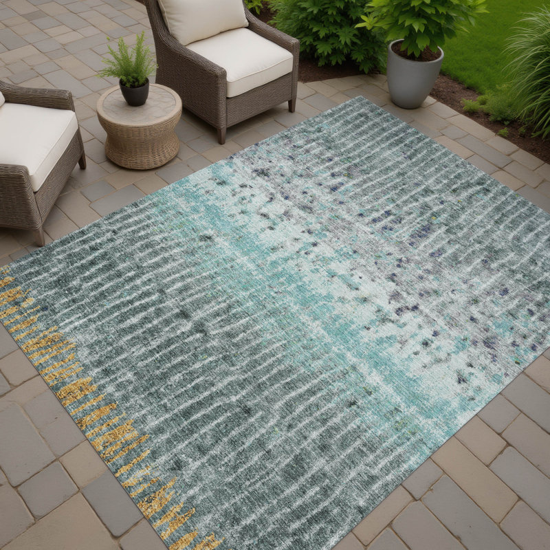 Machine Washable Indoor/Outdoor Chantille ACN2406 Abstract Rug, Rectangle 10' x 14'