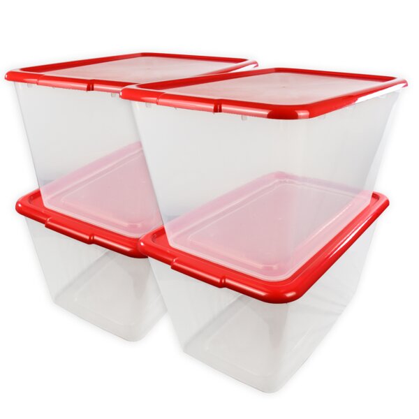 Roughneck 31 Qt/ 7.75 Gal Clear Stackable Storage Containers w/Grey Lids,  6-Pack