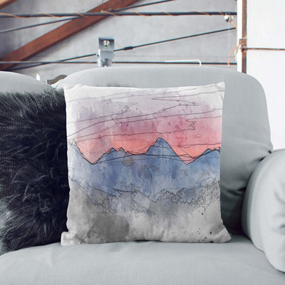 Mountain Ridge Sunset Cushion with Filling