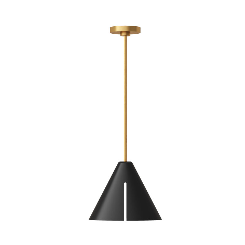 1 - Light LED Cone Pendant, Midnight Black, 10.5" H x 6" W x 6" D