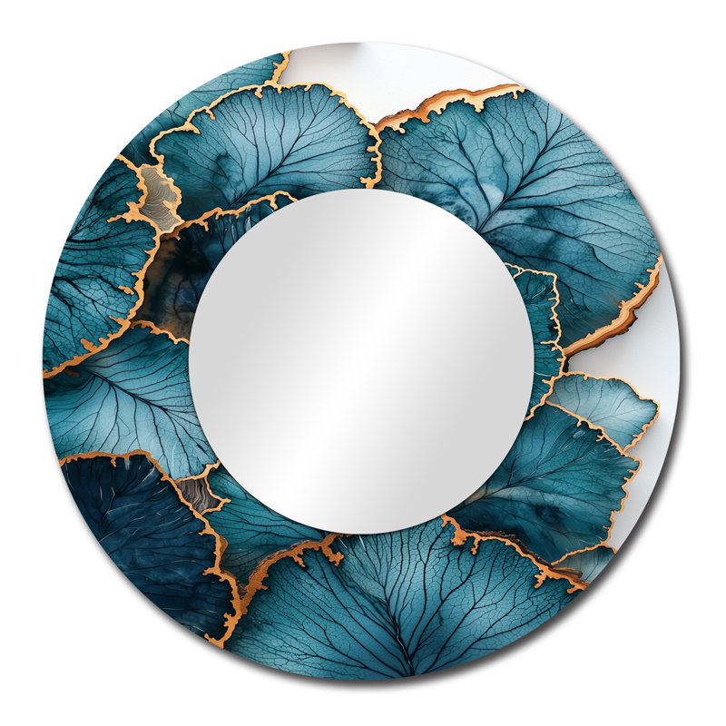 Agate River Of Leaves Wood Slide I - Art mural miroir floral - imprimé sur métal, 29 po x 29 po