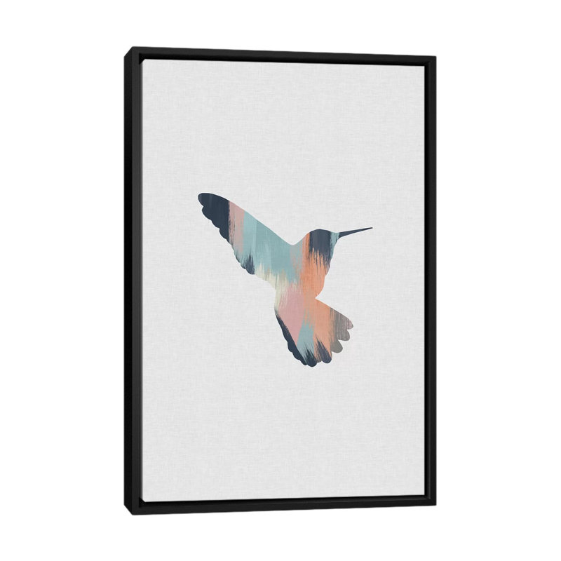 Pastel Hummingbird II - impression d'art graphique, H 60 po x l 40po x P 1,5 po, Toile avec cadre noir