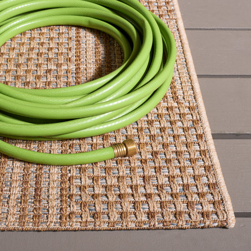 Skellytown Sisal All-Weather Performance Checkered Indoor/Outdoor Area Rug, Square 6'7"