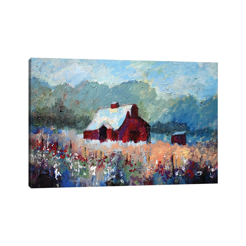 Barn In The Meadow by Kip Decker - Wrapped Canvas Painting, 20.32 cm H x 30.48 cm W