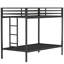 Lit simple en métal au-dessus d'un lit superposé noir - Espace, bruit, s'adapte aux matelas, installation rapide, réversible, sécurité idéale pour les petites pièces, assemblage, placement en premier, chambre à coucher